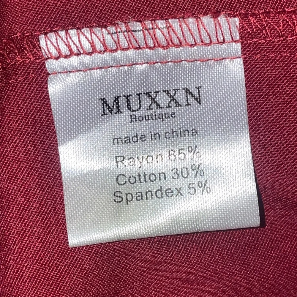 NEW Women's Muxxn Red Wrap‎ V Neck Tie Waist Formal Vintage Dress Sz L